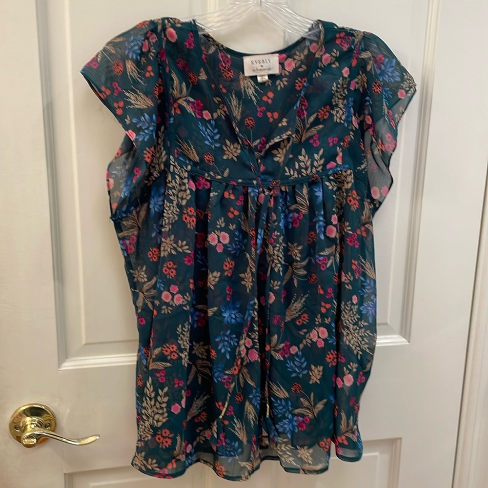 Francesca’s Everly sheer floral top size L